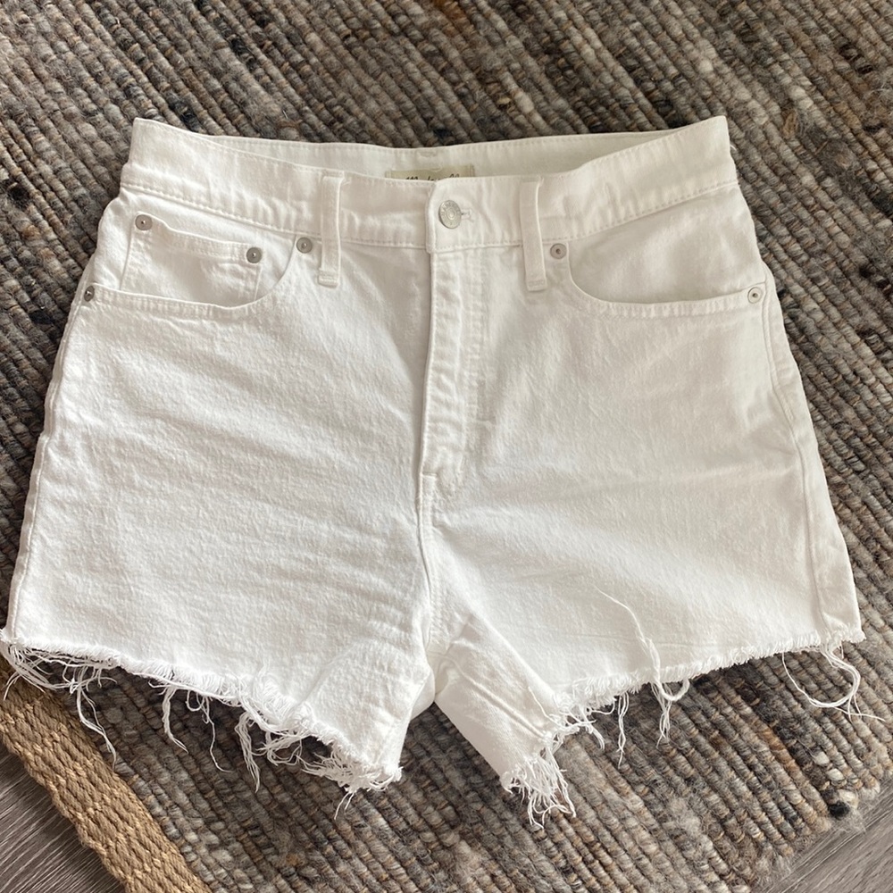 High Rise White Denim Madewell Shorts
